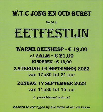 Eetfestijn WTC Jong en Oud Burst 2022 parochiezaal Burst